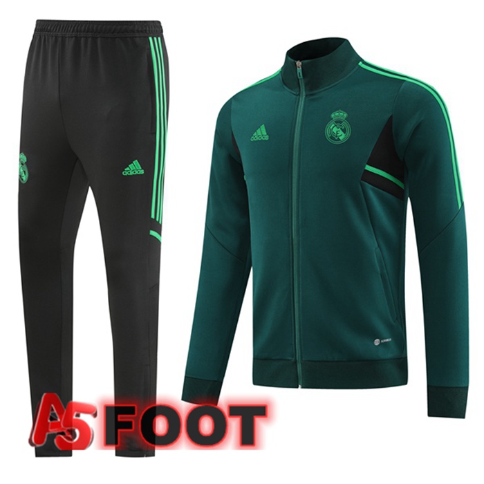 Ensemble Veste Survetement de Foot Real Madrid Vert 2022/2023