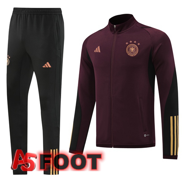 Ensemble Veste Survetement de Foot Allemagne Rouge 2022/2023