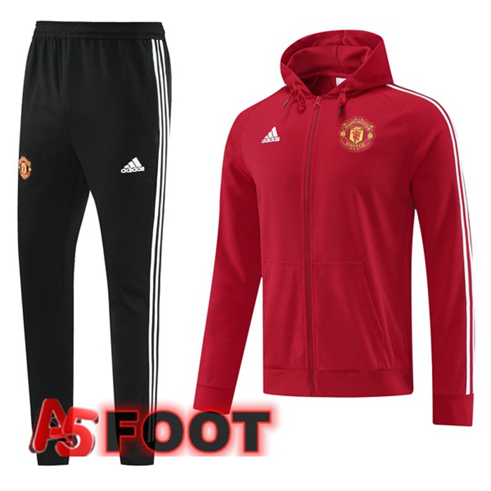 Ensemble Survetement Veste A Capuche Manchester United Rouge 2022/2023