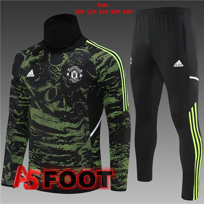Ensemble Survetement De Foot Manchester United Col haut Enfant Vert 2022/2023