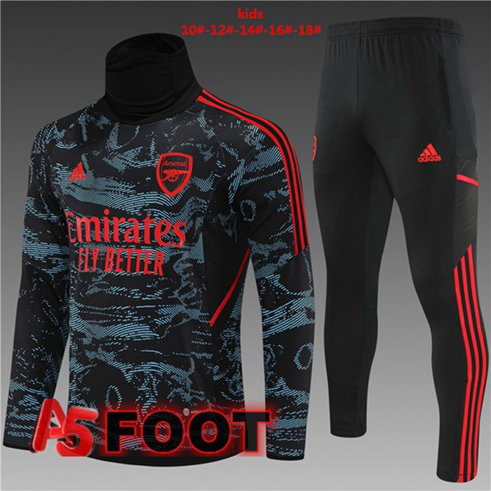 Ensemble Survetement De Foot Arsenal Col haut Enfant Rouge Bleu 2022/2023