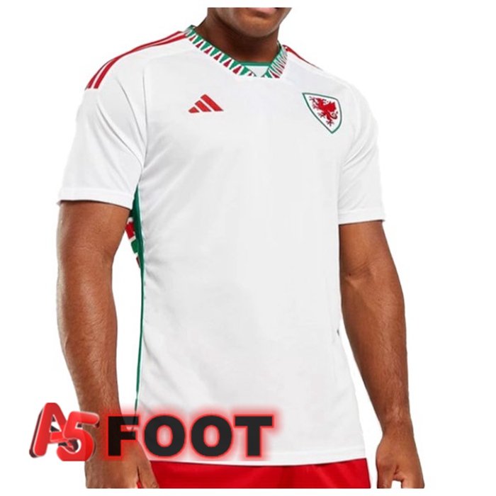 Maillot Foot Equipe De Pays de Galles Exterieur Blanc Coupe du monde 2022