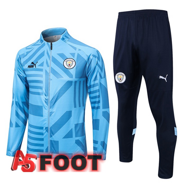 Ensemble Veste Survetement de Foot Manchester City Bleu 2022/2023