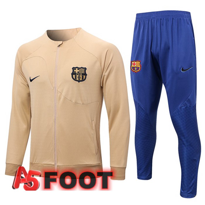 Ensemble Veste Survetement de Foot FC Barcelone Marron 2022/2023