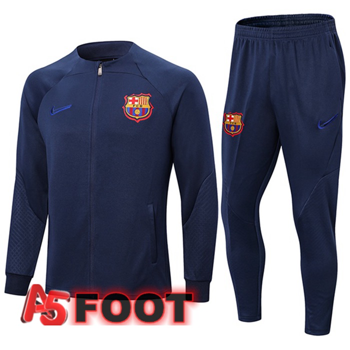 Ensemble Veste Survetement de Foot FC Barcelone Bleu Royal 2022/2023