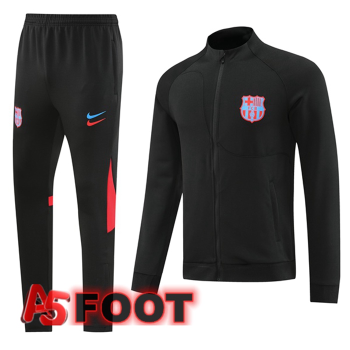 Ensemble Veste Survetement de Foot FC Barcelone Noir 2022/2023