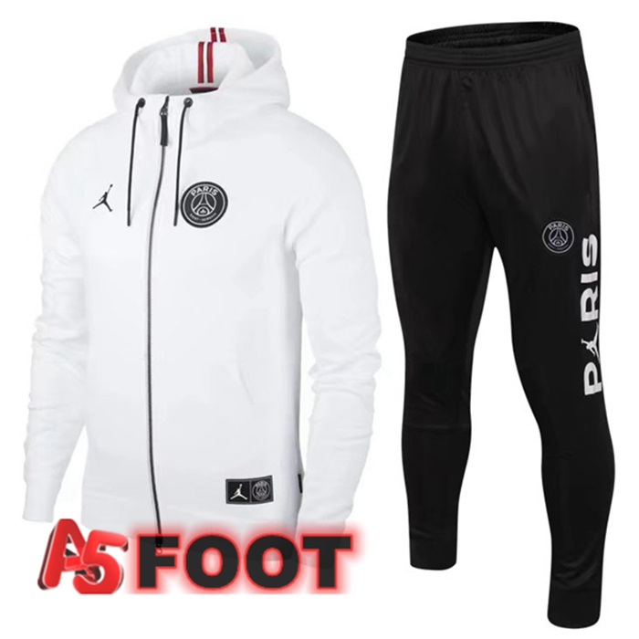 Ensemble Survetement Veste A Capuche JORDAN Paris PSG Blanc 2022/2023