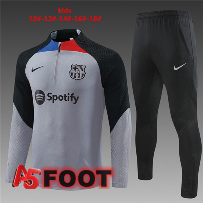 Ensemble Survetement De Foot FC Barcelone Enfant Gris 2022/2023