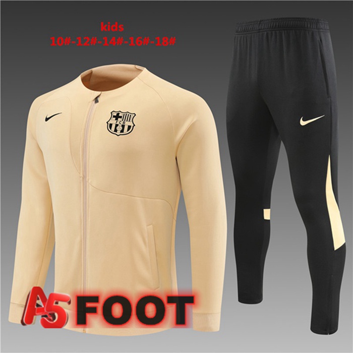 Ensemble Veste Survetement de Foot FC Barcelone Enfant Marron 2022/2023