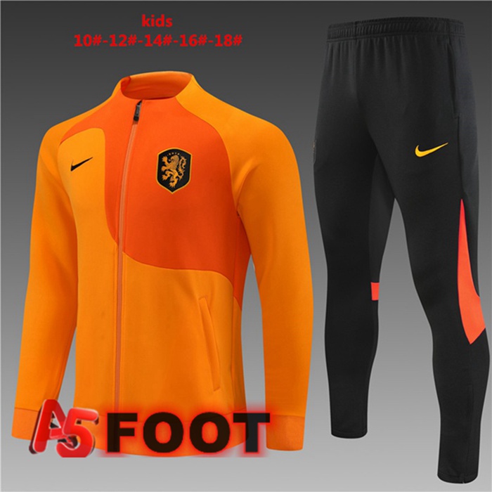 Ensemble Veste Survetement de Foot Pays-Bas Enfant Orange 2022/2023