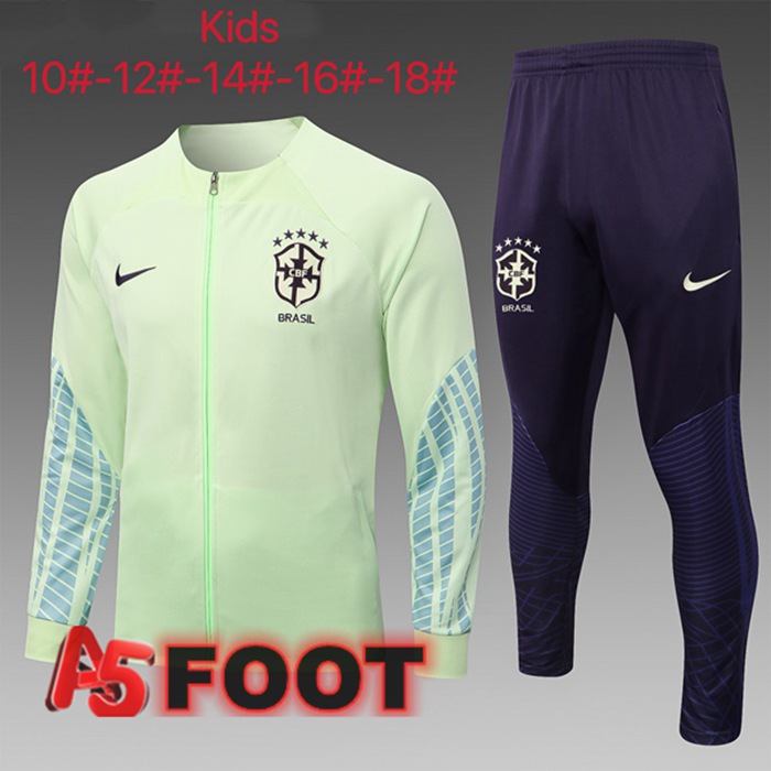 Ensemble Veste Survetement de Foot Bresil Enfant Vert 2022/2023