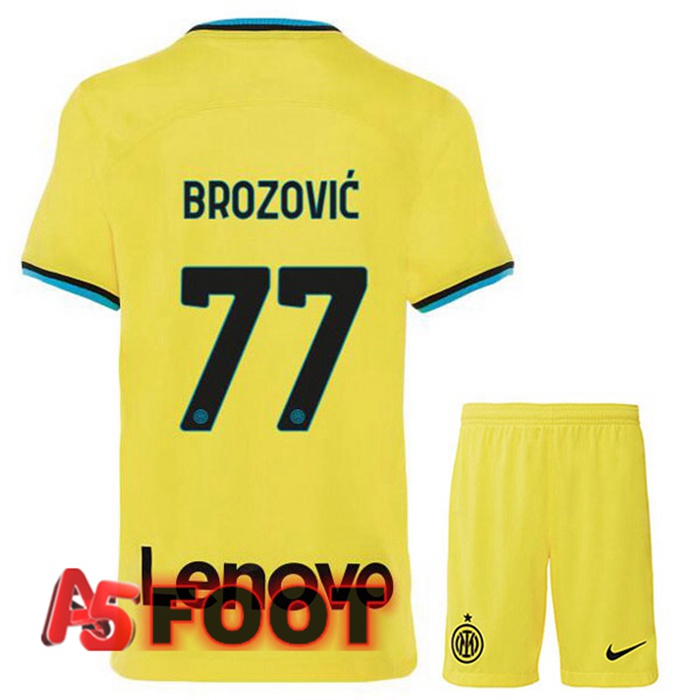 Maillot De Foot Inter Milan (BROZOVIĆ 77) Enfant Third Jaune 2022/2023