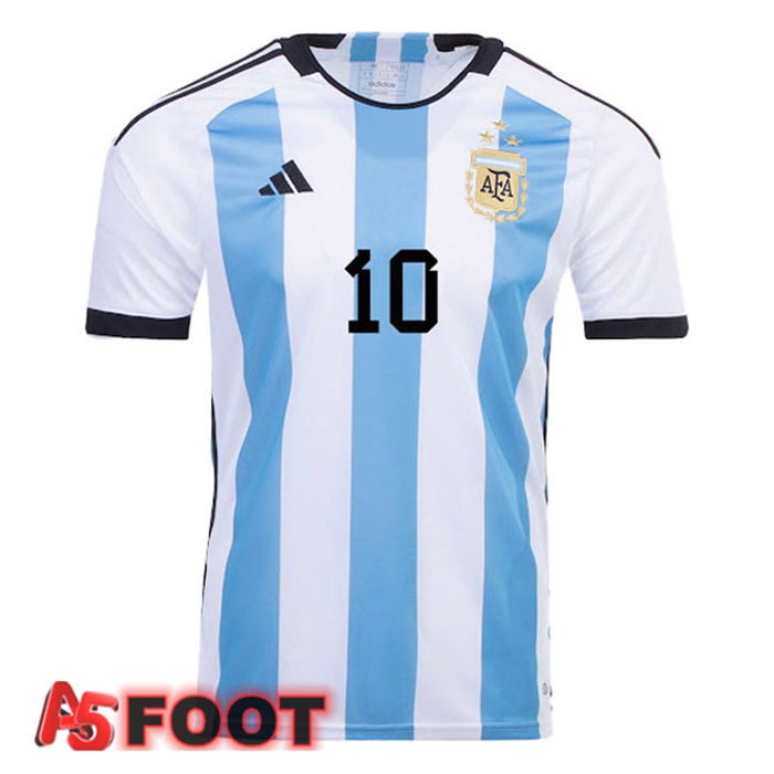 Maglia Nazionale Argentine (MESSI 10) 3 Stars Domicile Bleu Blanc 2022/2023