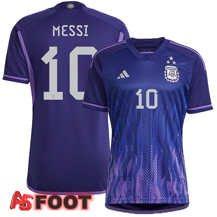 Maglia Nazionale Argentine (MESSI 10) 3 Stars Exterieur Coupe Du Monde 2022
