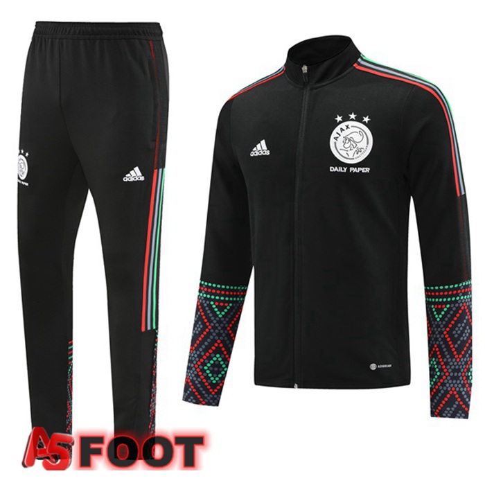 Ensemble Veste Survetement De Foot AFC Ajax Noir 2022/2023