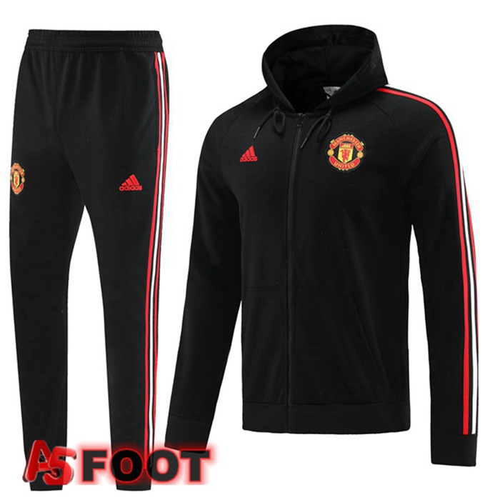 Ensemble Survetement Veste A Capuche Manchester United Noir 2022/2023