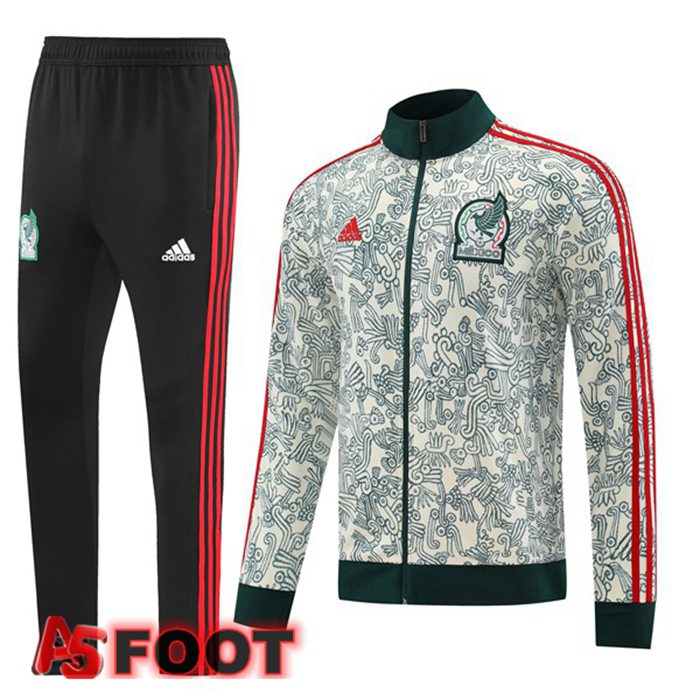 Ensemble Veste Survetement De Foot Mexique Blanc Vert 2022/2023