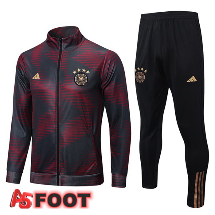 Ensemble Veste Survetement De Foot Allemagne Rouge Gris 2022/2023