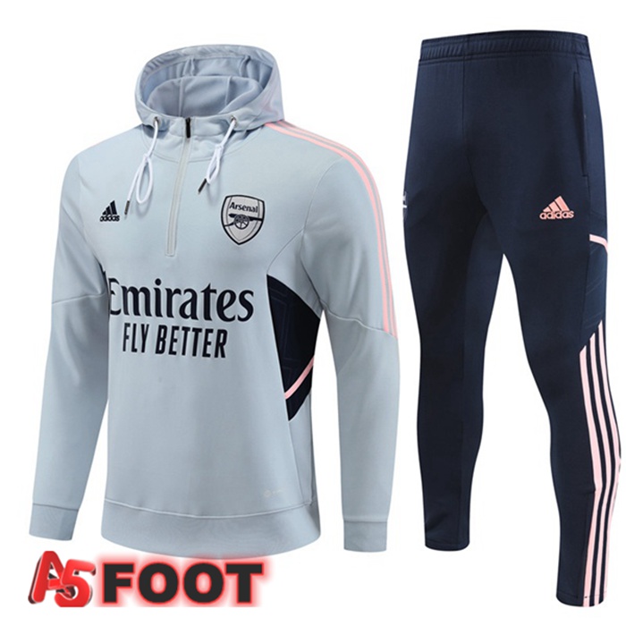 Ensemble Survetement Veste A Capuche Arsenal Gris 2022/2023