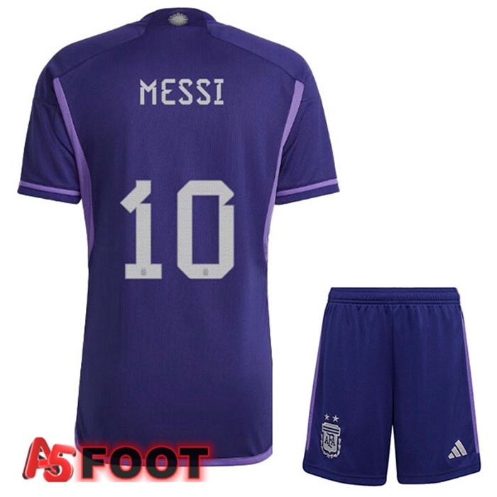 Maillot Foot Equipe De Argentine (MESSI 10) Enfant Exterieur Coupe Du Monde 2022