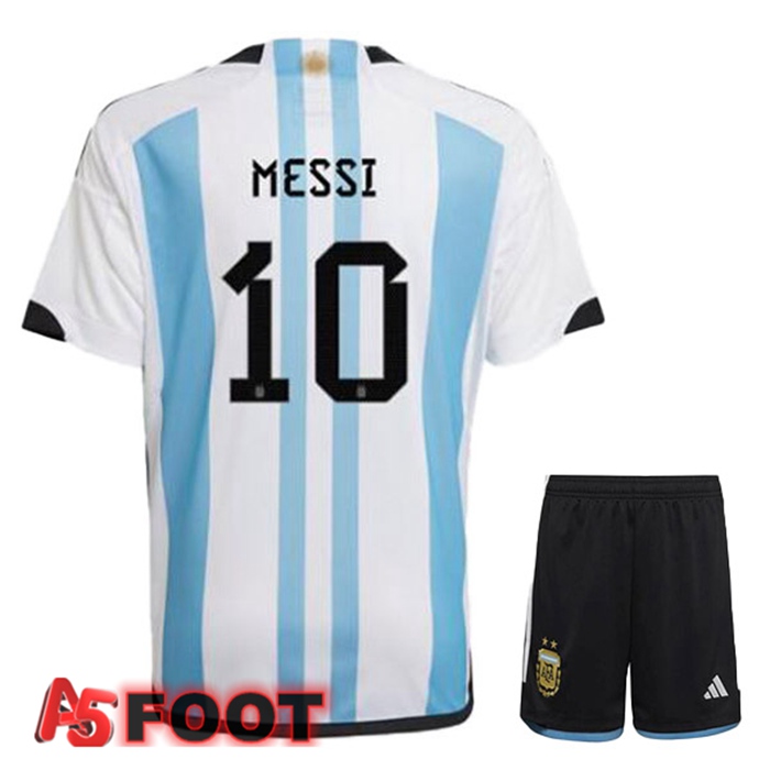 Maillot Foot Equipe De Argentine (MESSI 10) Enfant Domicile Bleu Blanc 2022/2023