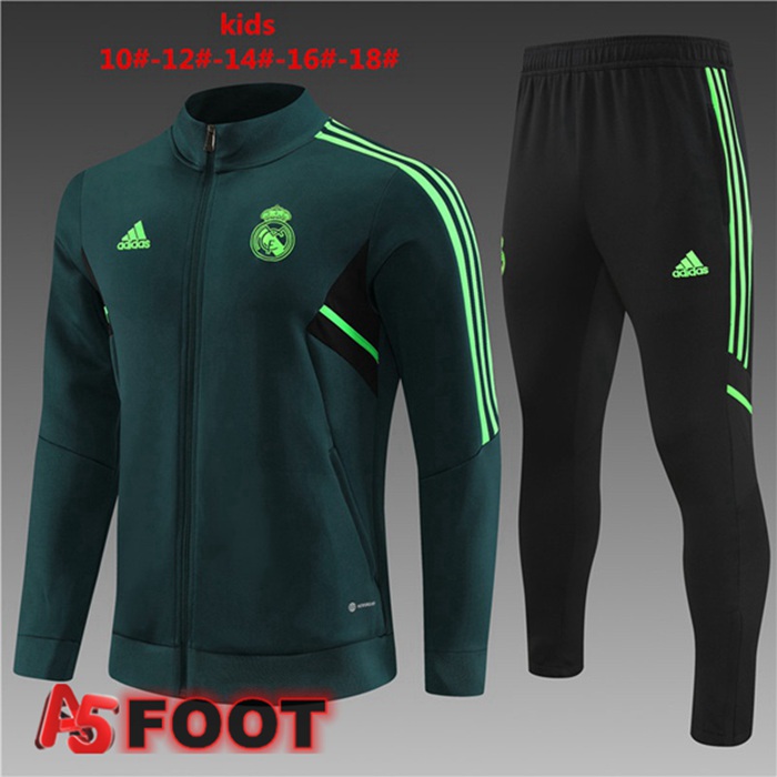 Ensemble Veste Survetement De Foot Real Madrid Enfant Cyan 2022/2023