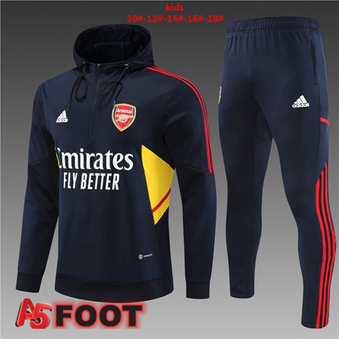Ensemble Survetement Veste A Capuche Arsenal Enfant Bleu Royal 2022/2023