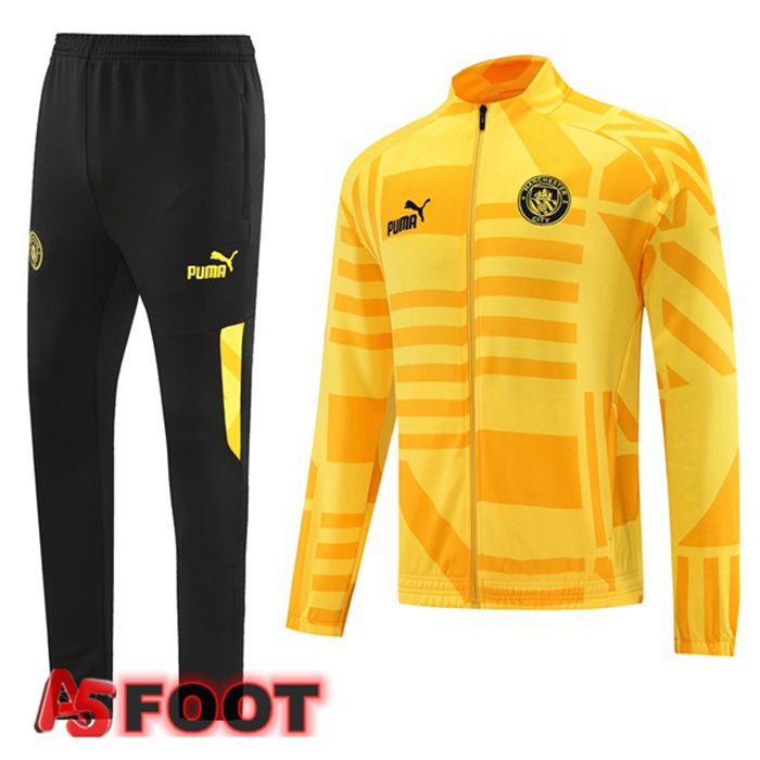 Ensemble Veste Survetement De Foot Manchester City Jaune 2022/2023