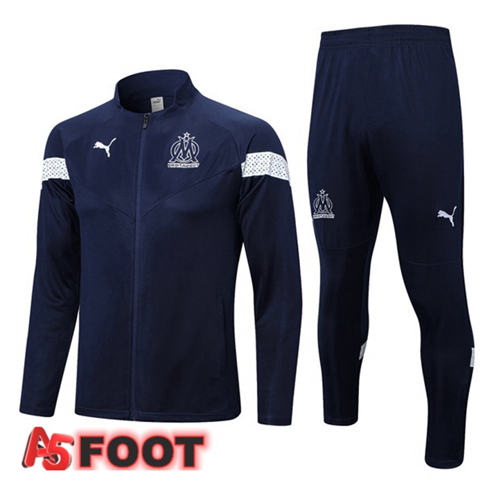 Ensemble Veste Survetement De Foot Marseille OM Bleu Royal 2022/2023