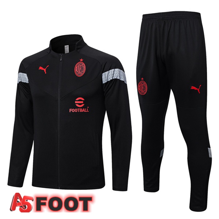 Ensemble Veste Survetement De Foot AC Milan Noir 2022/2023