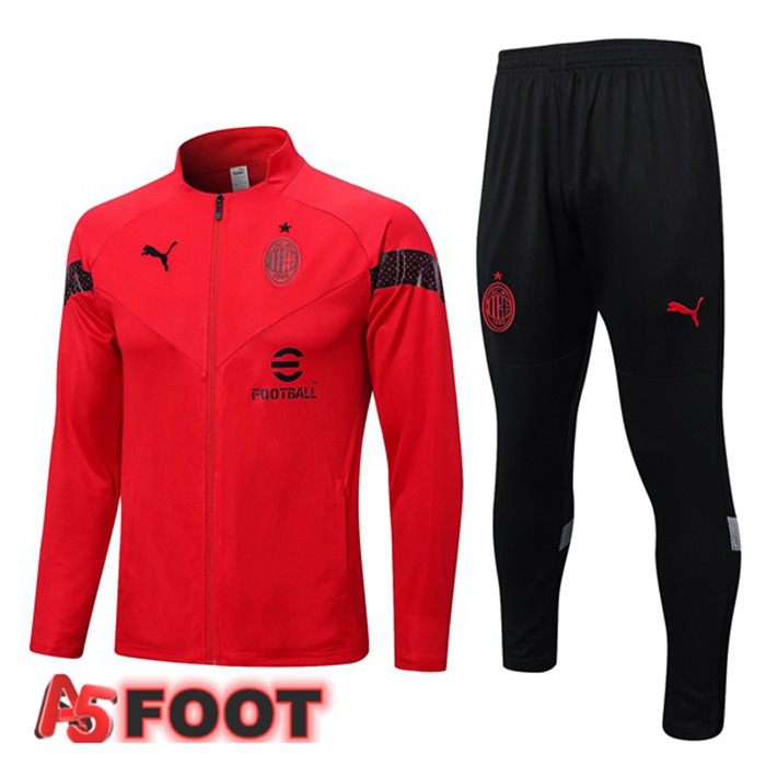 Ensemble Veste Survetement De Foot AC Milan Rouge 2022/2023