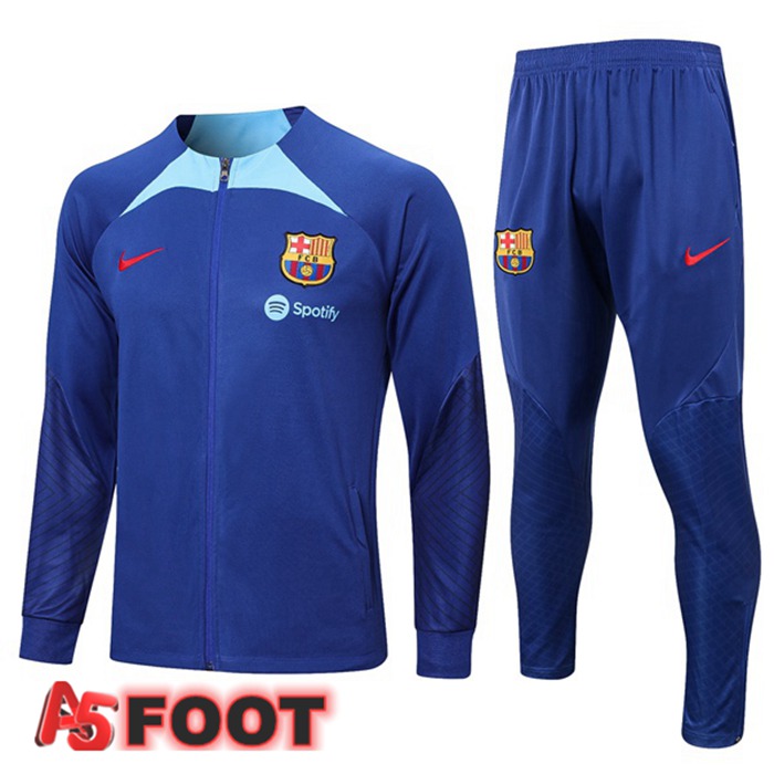 Ensemble Veste Survetement De Foot FC Barcelone Bleu 2022/2023