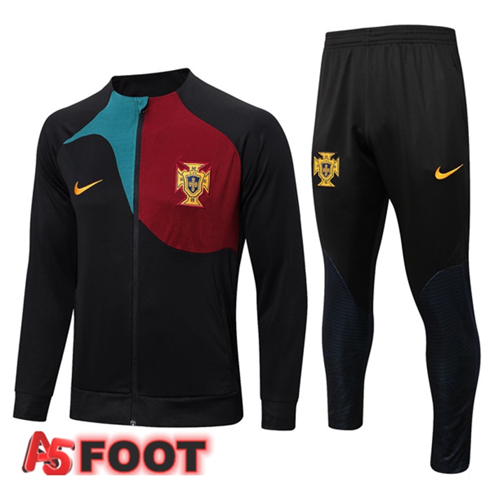 Ensemble Veste Survetement De Foot Portugal Noir 2022/2023