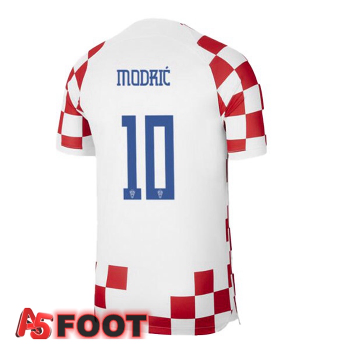 Maillot Foot Equipe De Croatie (MODRIĆ 10) Domicile Blanc Rouge Coupe Du Monde 2022