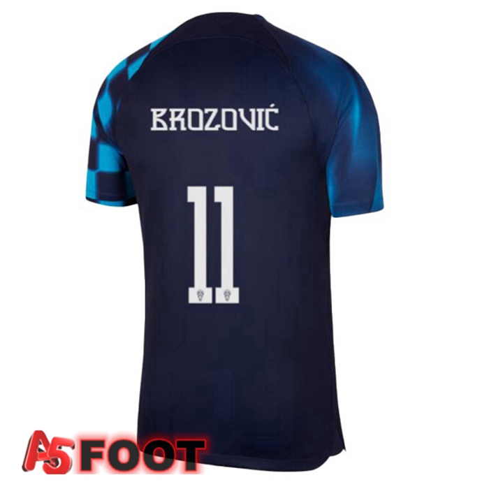Maillot Foot Equipe De Croatie (BROZOVIĆ 11) Exterieur Noir Bleu Coupe Du Monde 2022