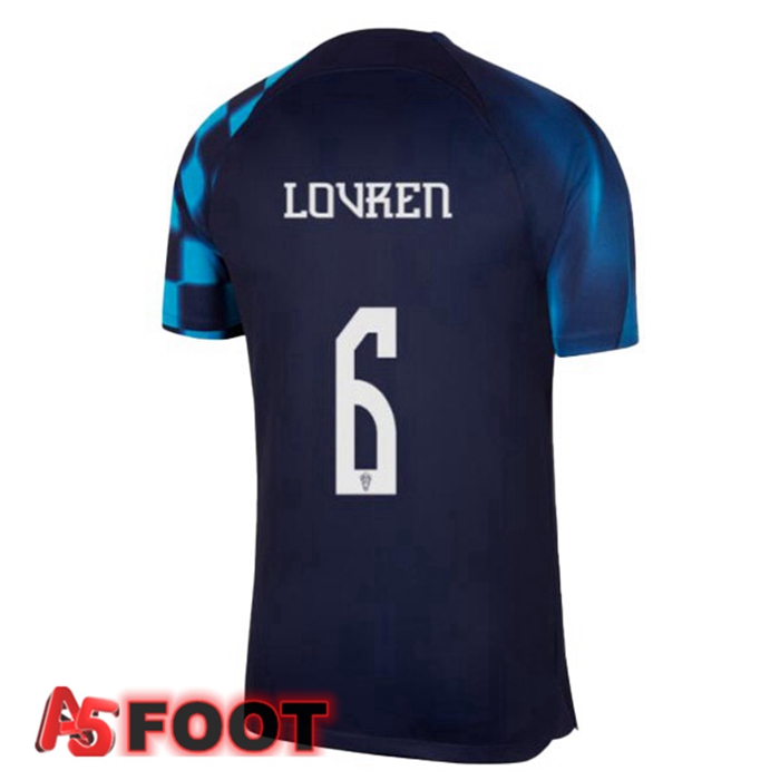 Maillot Foot Equipe De Croatie (LOVREN 6) Exterieur Noir Bleu Coupe Du Monde 2022