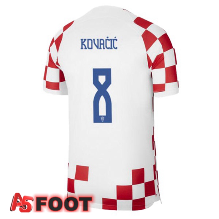 Maillot Foot Equipe de Croatie (KOVAČIĆ 8) Domicile Blanc Rouge 2022/2023