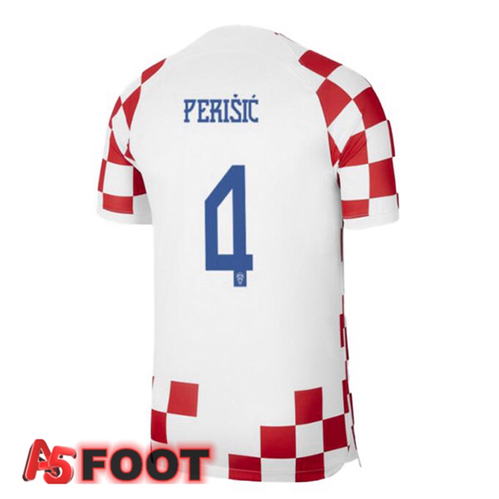 Maillot Foot Equipe de Croatie (PERIŠIĆ 4) Domicile Blanc Rouge 2022/2023
