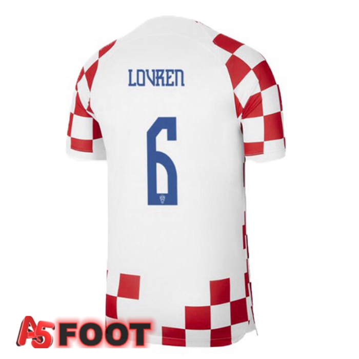 Maillot Foot Equipe de Croatie (LOVREN 6) Domicile Blanc Rouge 2022/2023