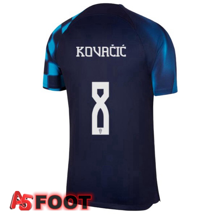 Maillot Foot Equipe de Croatie (KOVAČIĆ 8) Exterieur Noir Bleu 2022/2023