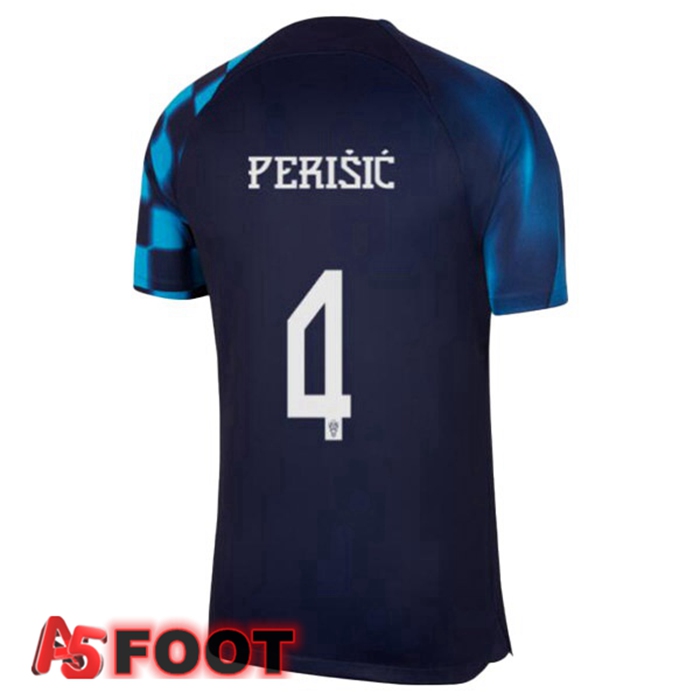 Maillot Foot Equipe de Croatie (PERIŠIĆ 4) Exterieur Noir Bleu 2022/2023