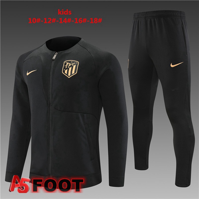 Ensemble Veste Survetement De Foot Atletico Madrid Enfant Noir 2022/2023
