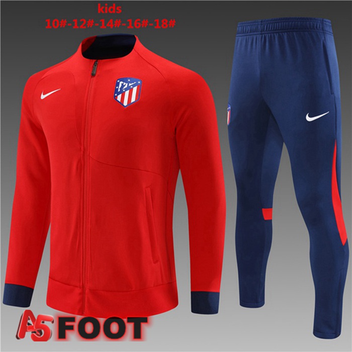 Ensemble Veste Survetement De Foot Atletico Madrid Enfant Rouge 2022/2023