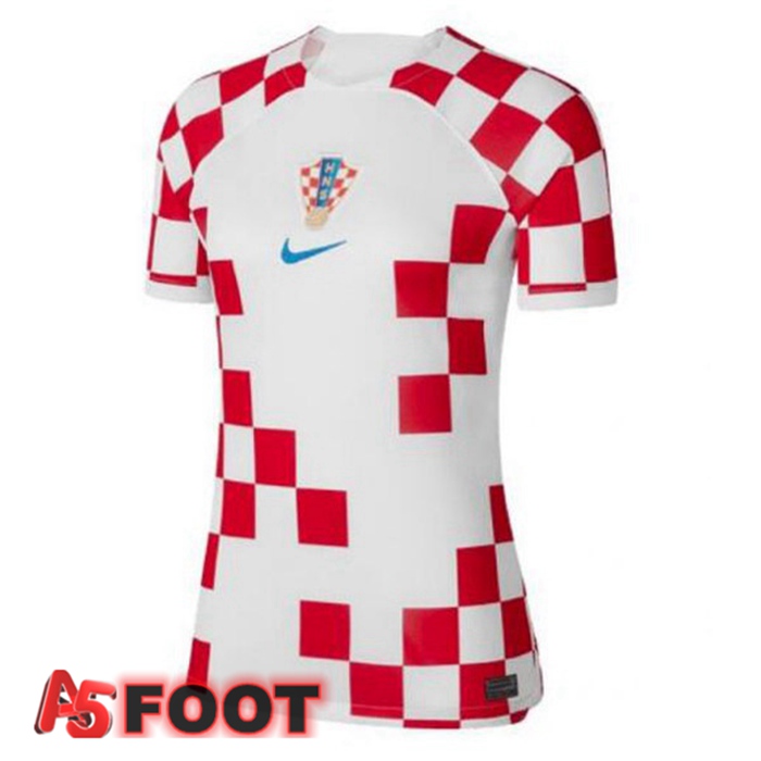 Maillot Foot Equipe De Croatie Femme Domicile Blanc Rouge Coupe Du Monde 2022