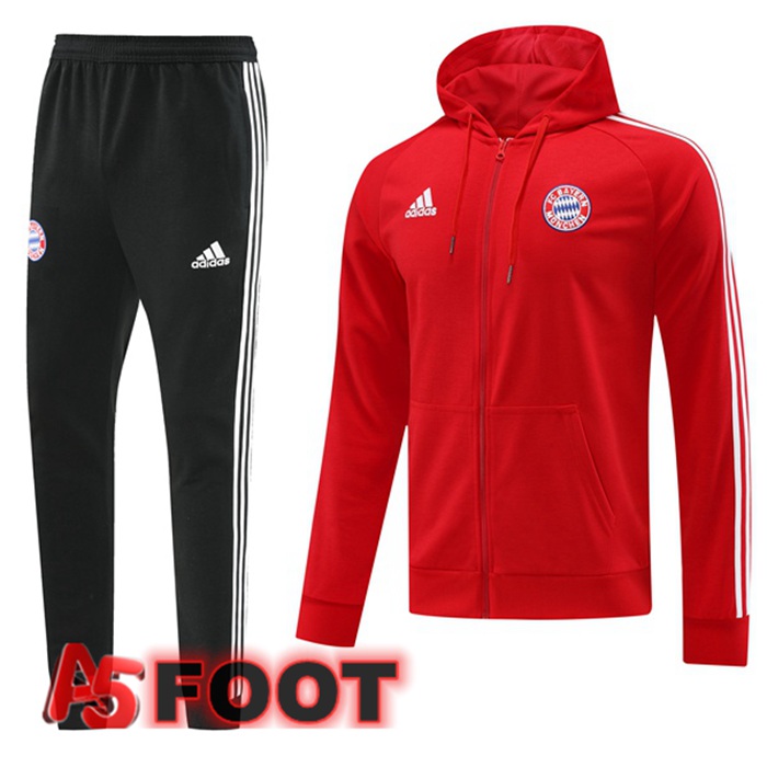 Ensemble Survetement Veste A Capuche Bayern Munich Rouge 2023/2024