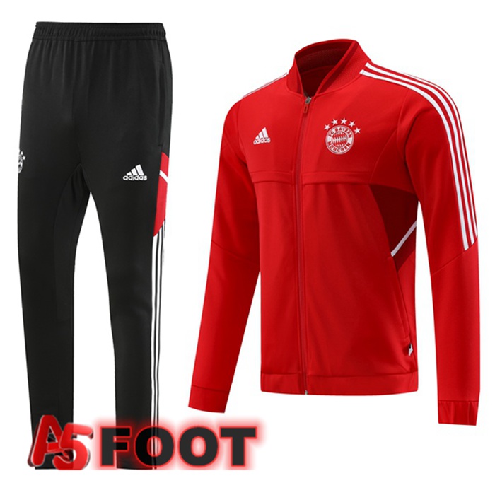 Ensemble Veste Survetement De Foot Bayern Munich Rouge 2023/2024