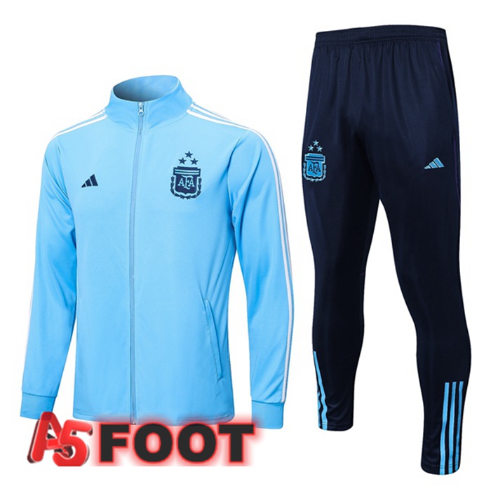 Ensemble Veste Survetement De Foot Argentine Bleu 2023/2024