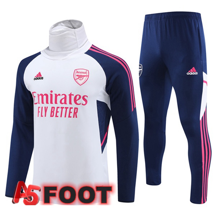 Ensemble Survetement De Foot Arsenal Col Haut Blanc 2023/2024