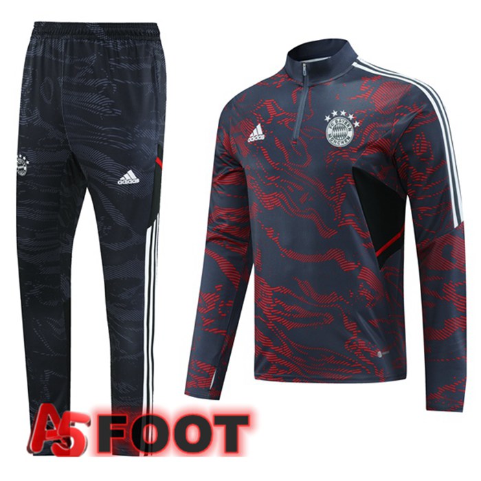 Ensemble Survetement De Foot Bayern Munich Rouge Noir 2023/2024