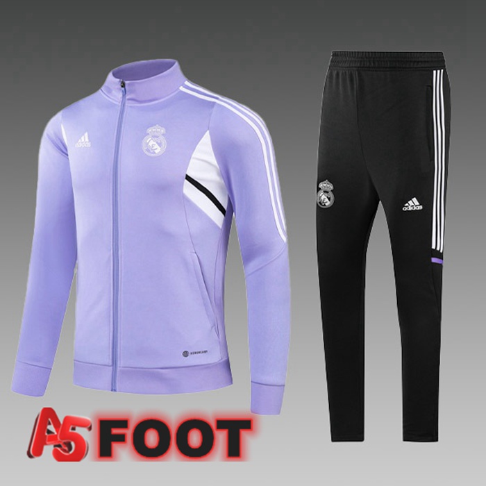 Ensemble Veste Survetement De Foot Real Madrid Enfant Pourpre 2023/2024